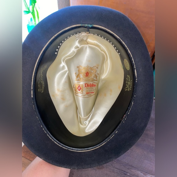 Vtg Black Felt Dobbs Fedora Sz 7 1/8 VFG - Picture 4 of 6